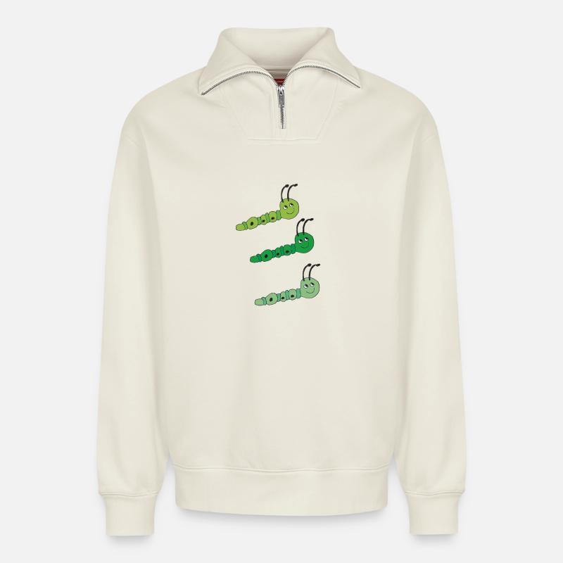 Raupen drillinge - Relaxed Unisex Organic Half Zip Sweatshirt – von SPREAD - Naturweiß