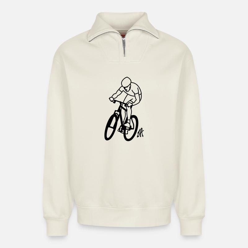 MTB - Relaxed Unisex Organic Half Zip Sweatshirt – by SPREAD - off white