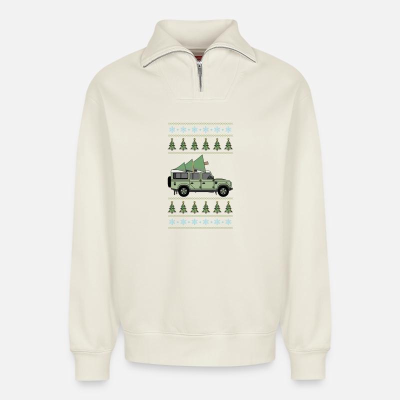 Verteidiger 110 - Weihnachtsbaum - Relaxed Unisex Organic Half Zip Sweatshirt – von SPREAD - Naturweiß