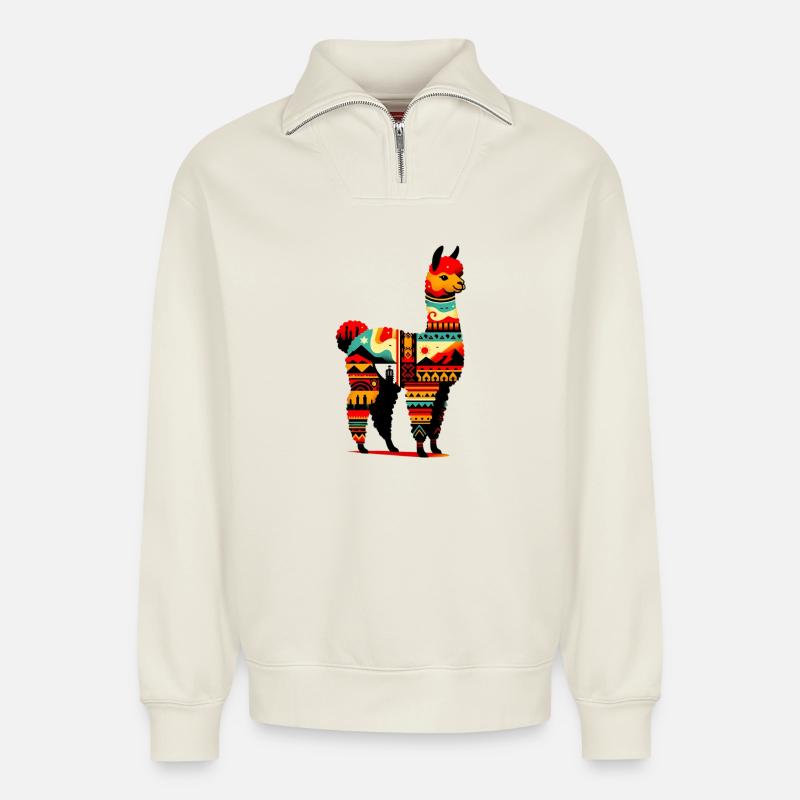 Alpaka - Relaxed Unisex Organic Half Zip Sweatshirt – von SPREAD - Naturweiß