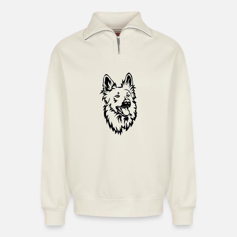 Harzer Fuchs Kopf - Relaxed Unisex Organic Half Zip Sweatshirt – von SPREAD - Naturweiß