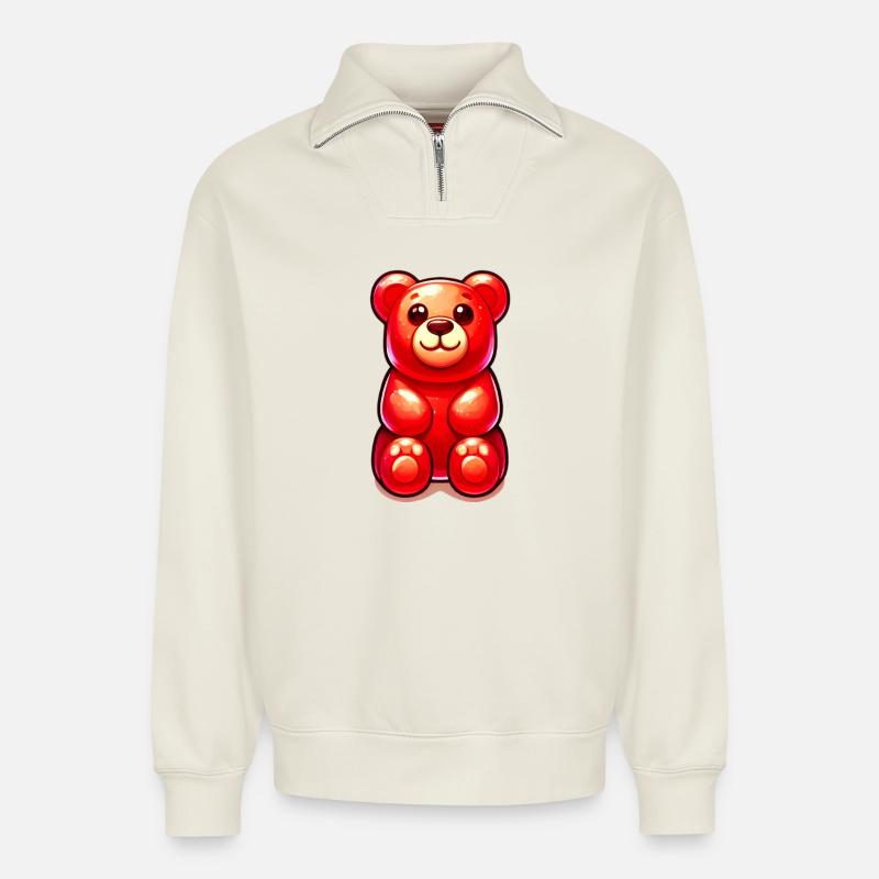 Teddy Bear - Relaxed Unisex Organic Half Zip Sweatshirt – by SPREAD - off white