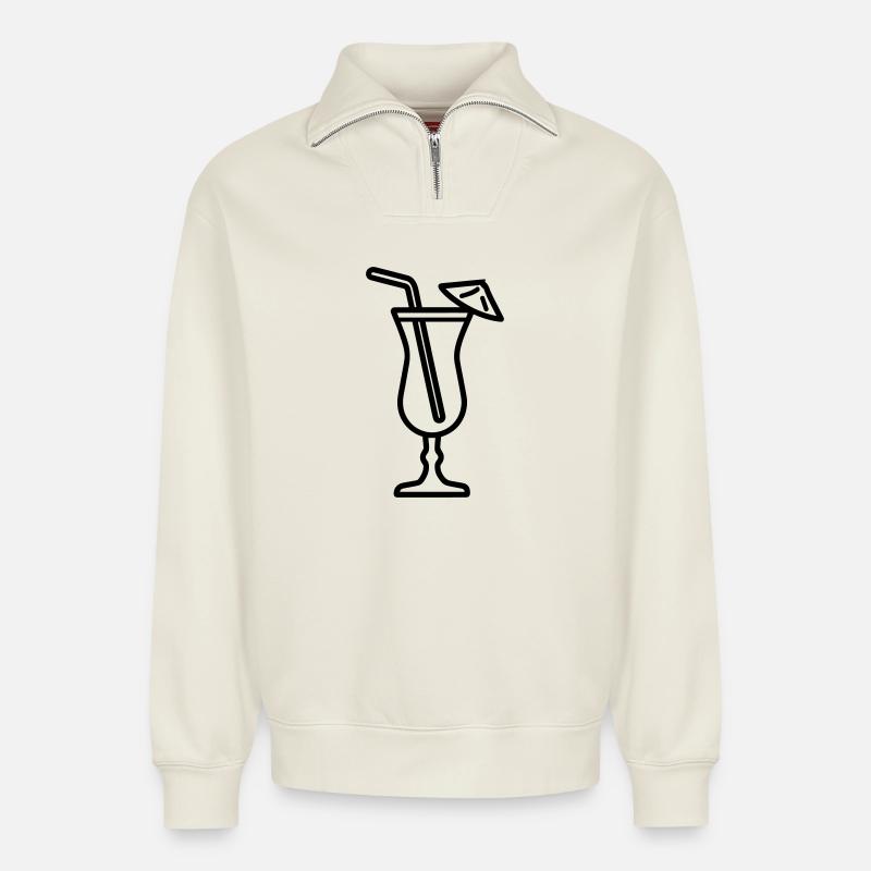 Cocktail - Relaxed Unisex Organic Half Zip Sweatshirt – von SPREAD - Naturweiß