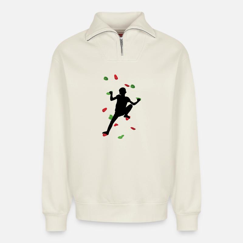 Kinderkletterwand – Kinderkletterer - Relaxed Unisex Organic Half Zip Sweatshirt – von SPREAD - Naturweiß