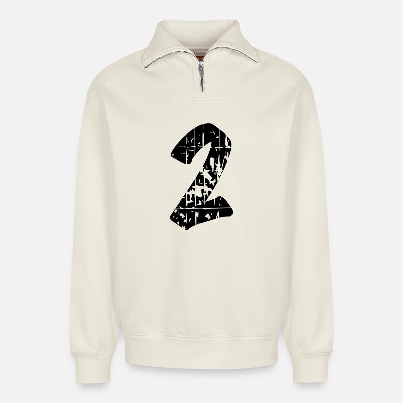 2 - Relaxed Unisex Organic Half Zip Sweatshirt – von SPREAD - Naturweiß