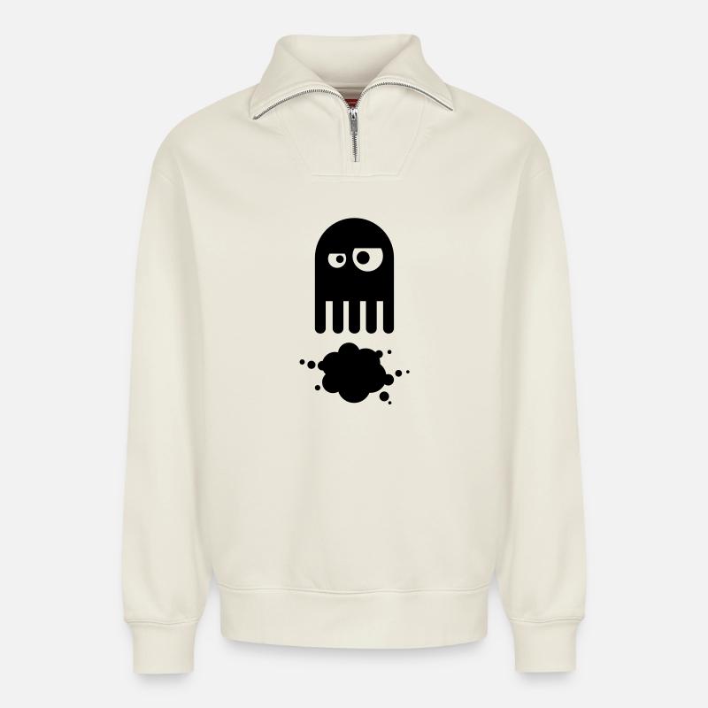 octopus - Relaxed Unisex Organic Half Zip Sweatshirt – von SPREAD - Naturweiß