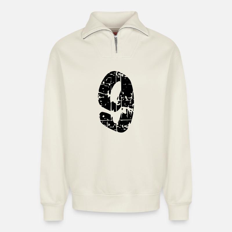 9 - Relaxed Unisex Organic Half Zip Sweatshirt – von SPREAD - Naturweiß