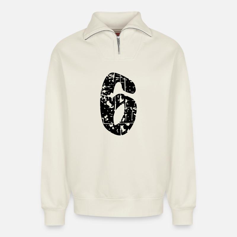 6 - Relaxed Unisex Organic Half Zip Sweatshirt – von SPREAD - Naturweiß