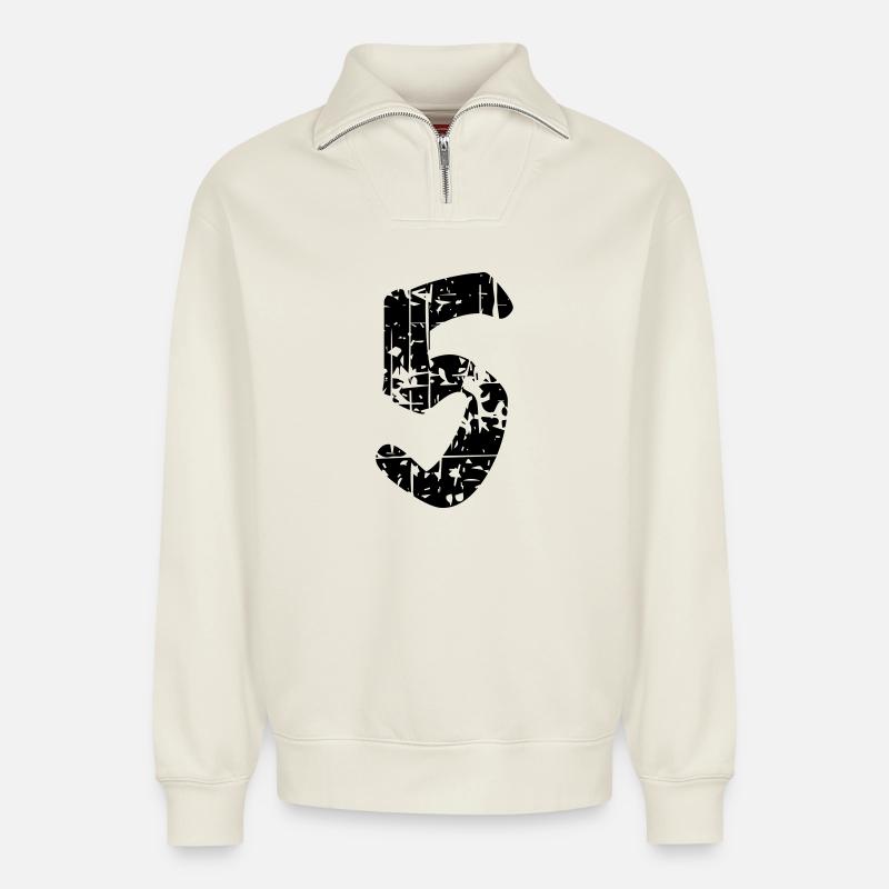 5 - Relaxed Unisex Organic Half Zip Sweatshirt – von SPREAD - Naturweiß