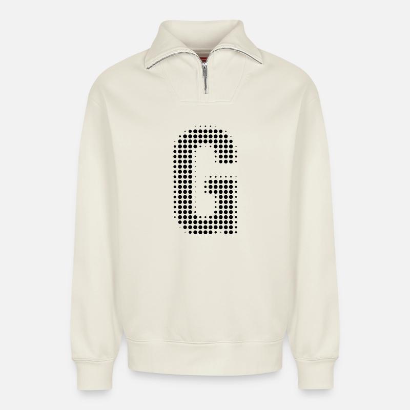 G Buchstabe Anfangsbuchstabe Punkte Geschenk - Relaxed Unisex Organic Half Zip Sweatshirt – von SPREAD - Naturweiß