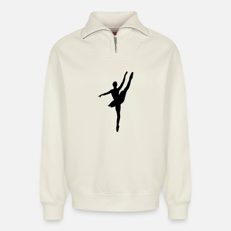 Ballet dancer - Relaxed Unisex Organic Half Zip Sweatshirt – by SPREAD - off white