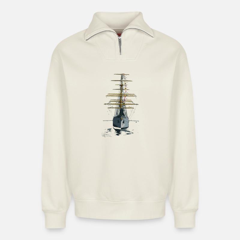 Gorch Fock - Relaxed Unisex Organic Half Zip Sweatshirt – von SPREAD - Naturweiß