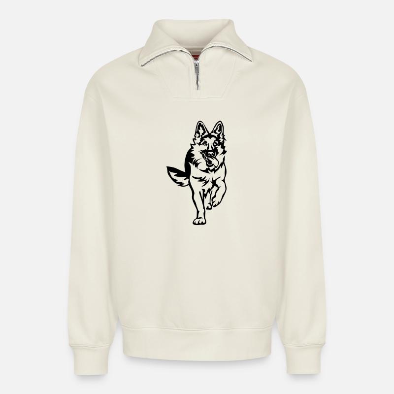 Deutscher Schäferhund - Relaxed Unisex Organic Half Zip Sweatshirt – von SPREAD - Naturweiß
