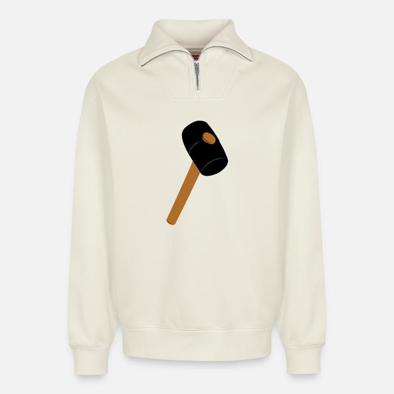 Gummihammer - Relaxed Unisex Organic Half Zip Sweatshirt – von SPREAD - Naturweiß