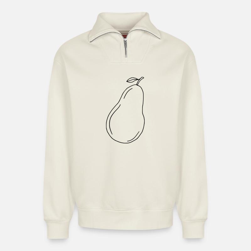 Birne - Relaxed Unisex Organic Half Zip Sweatshirt – von SPREAD - Naturweiß