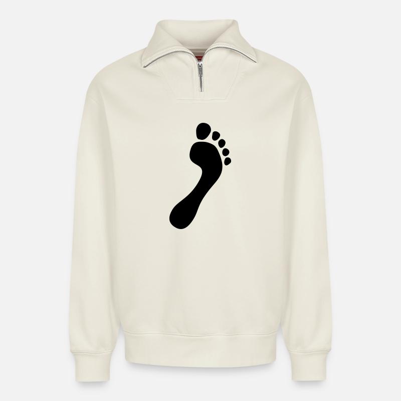 natural runners barfuss flaeche 2023 - Relaxed Unisex Organic Half Zip Sweatshirt – von SPREAD - Naturweiß