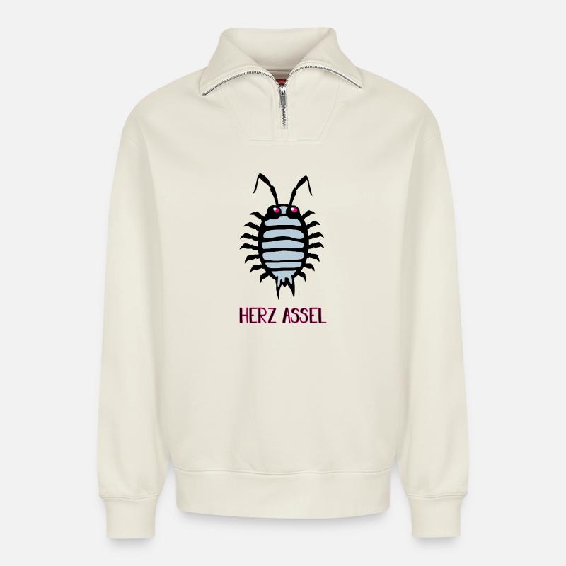 Assel - Relaxed Unisex Organic Half Zip Sweatshirt – von SPREAD - Naturweiß