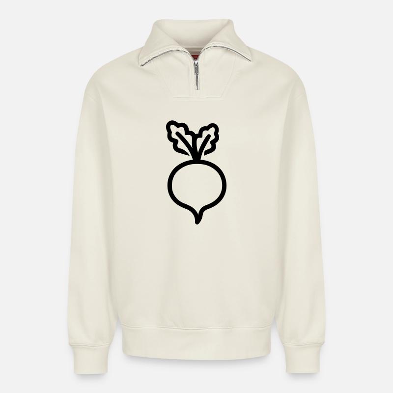 Rübe - Relaxed Unisex Organic Half Zip Sweatshirt – von SPREAD - Naturweiß
