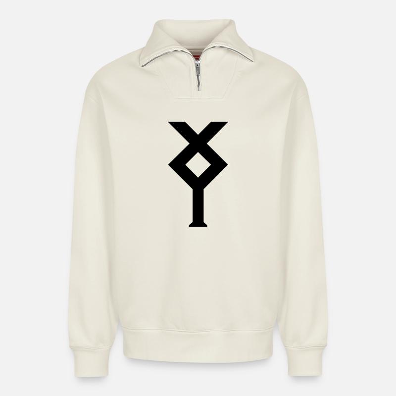 Ixylon sailing class nautical emblems - Relaxed Unisex Organic Half Zip Sweatshirt – by SPREAD - off white