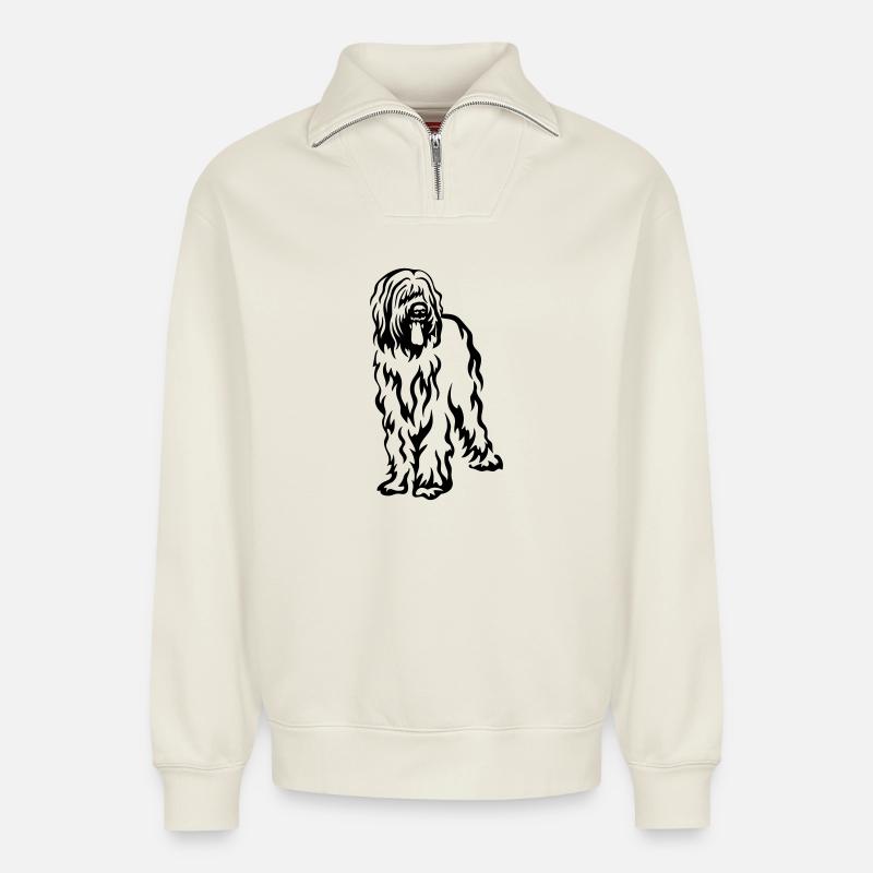 Briard - Relaxed Unisex Organic Half Zip Sweatshirt – von SPREAD - Naturweiß