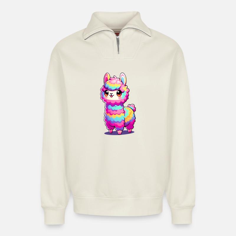 Alpaka - Relaxed Unisex Organic Half Zip Sweatshirt – von SPREAD - Naturweiß