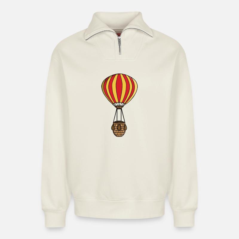 Heißluftballon - Relaxed Unisex Organic Half Zip Sweatshirt – von SPREAD - Naturweiß