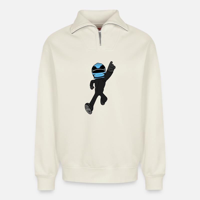 Rennfahrer - Relaxed Unisex Organic Half Zip Sweatshirt – von SPREAD - Naturweiß