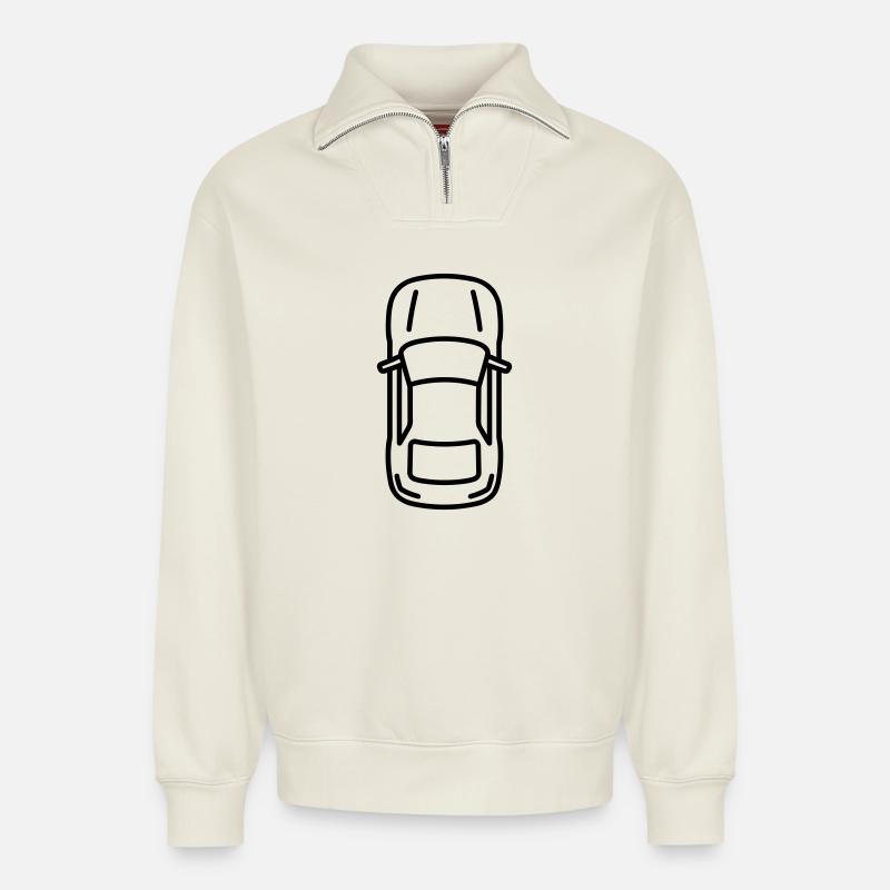 Auto - Relaxed Unisex Organic Half Zip Sweatshirt – von SPREAD - Naturweiß