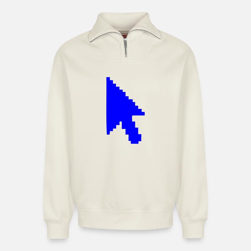 Pointer Mouse Silhouette - Relaxed Unisex Organic Half Zip Sweatshirt – by SPREAD - off white