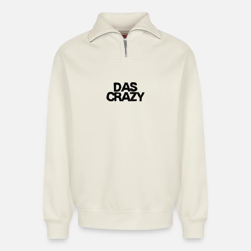 Das Crazy - Jugendwort - Relaxed Unisex Organic Half Zip Sweatshirt – von SPREAD - Naturweiß