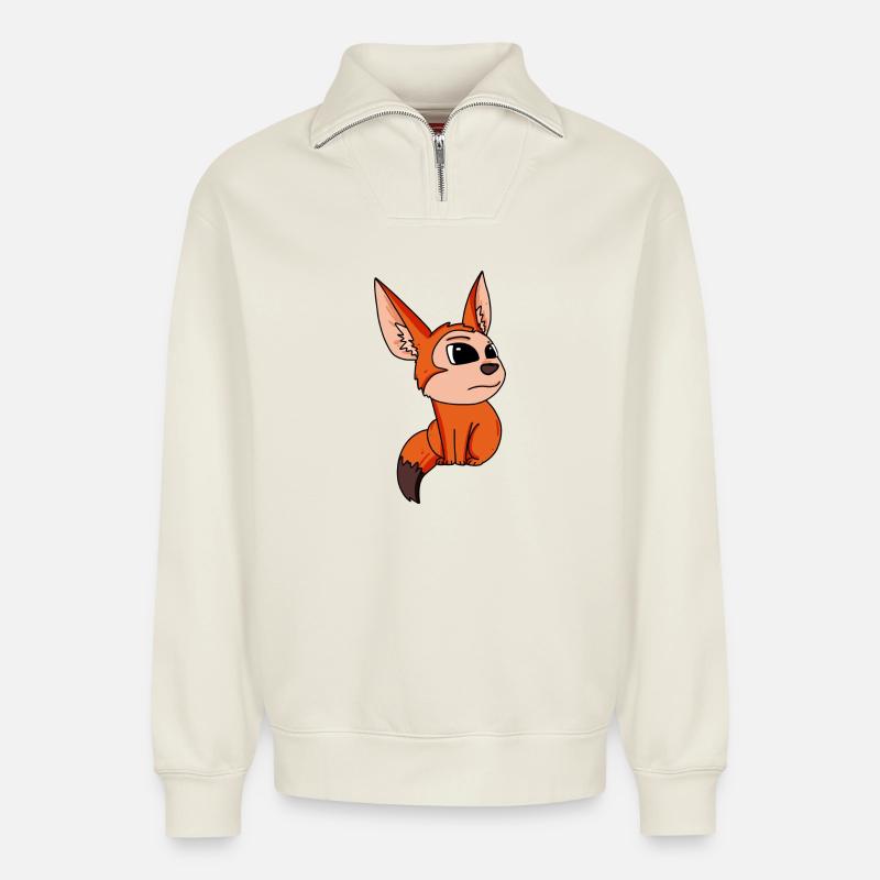 Fuchs Wüstenfuchs Tier Zootier - Relaxed Unisex Organic Half Zip Sweatshirt – von SPREAD - Naturweiß