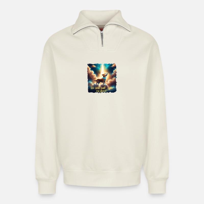 We will meet again!! - Relaxed Unisex Organic Half Zip Sweatshirt – by SPREAD - off white