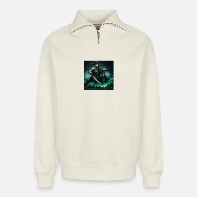 Ghost Knight - Relaxed Unisex Organic Half Zip Sweatshirt – by SPREAD - off white