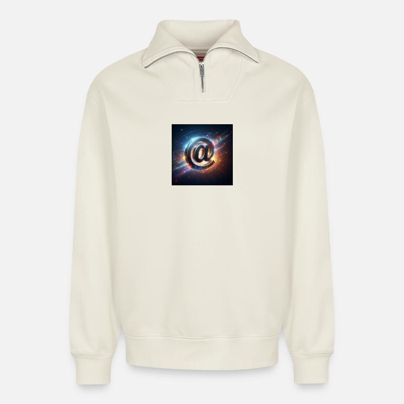 Symbole 4 - Sweat unisexe décontracté en coton biologique à demi-zip – de SPREAD - blanc cassé