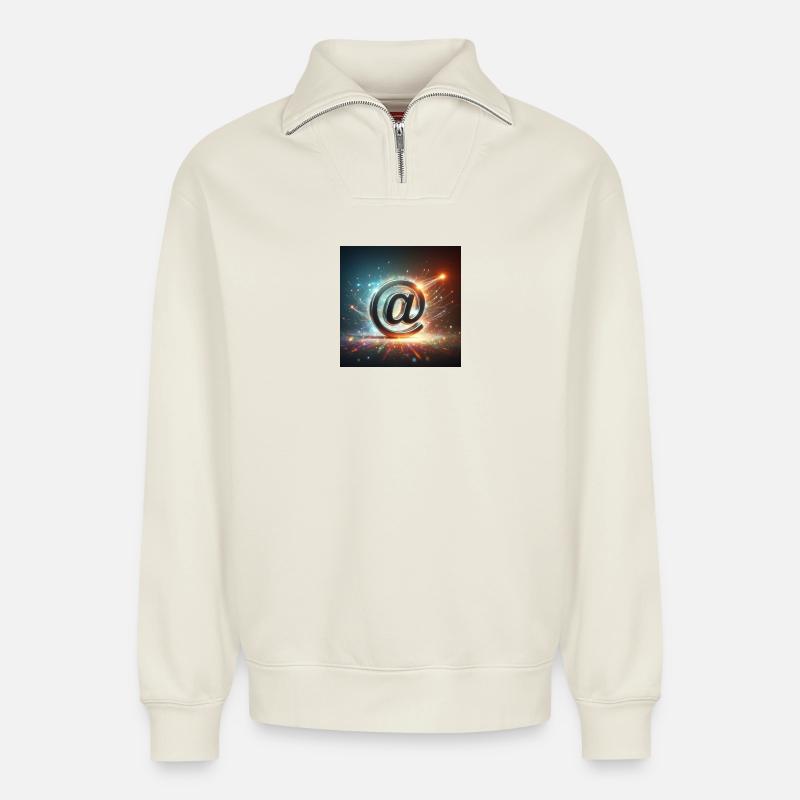 Symbol 2 - Relaxed Unisex Organic Half Zip Sweatshirt – by SPREAD - off white
