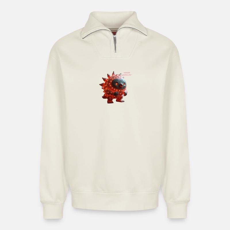 Lava-Licht Monster Glühen - Relaxed Unisex Organic Half Zip Sweatshirt – von SPREAD - Naturweiß