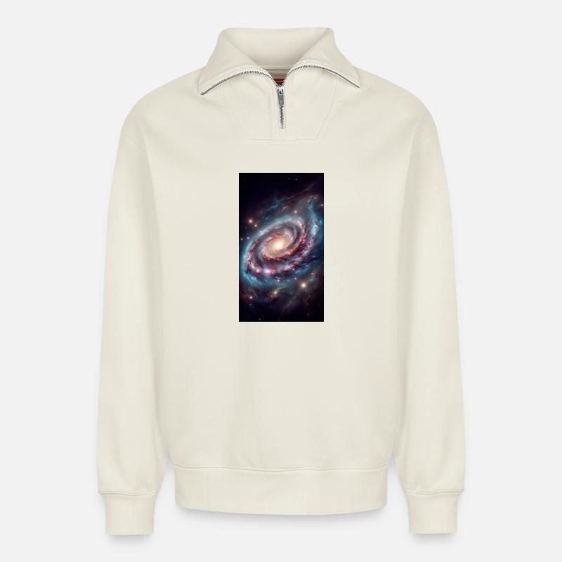 Pastel Galactic Vortex - Relaxed Unisex Organic Half Zip Sweatshirt – by SPREAD - off white