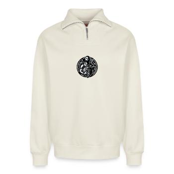 Basketball Sports - Relaxed Unisex Organic Half Zip Sweatshirt – by SPREAD - off white - Front