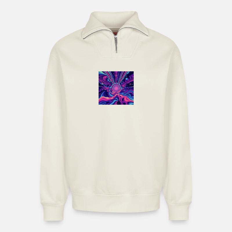 MDMA - Sweat unisexe décontracté en coton biologique à demi-zip – de SPREAD - blanc cassé