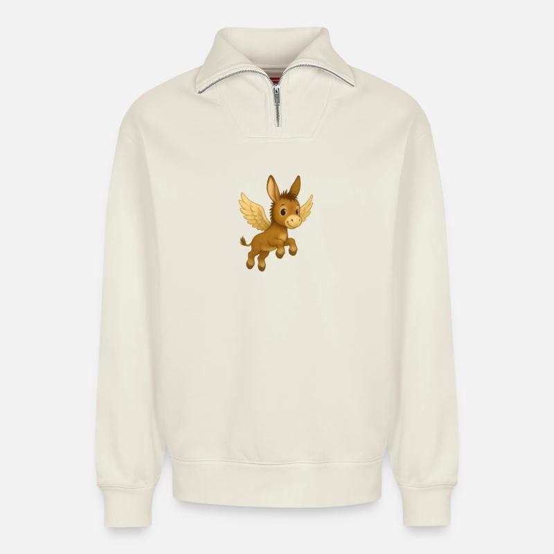 Emil Esel - Relaxed Unisex Organic Half Zip Sweatshirt – von SPREAD - Naturweiß