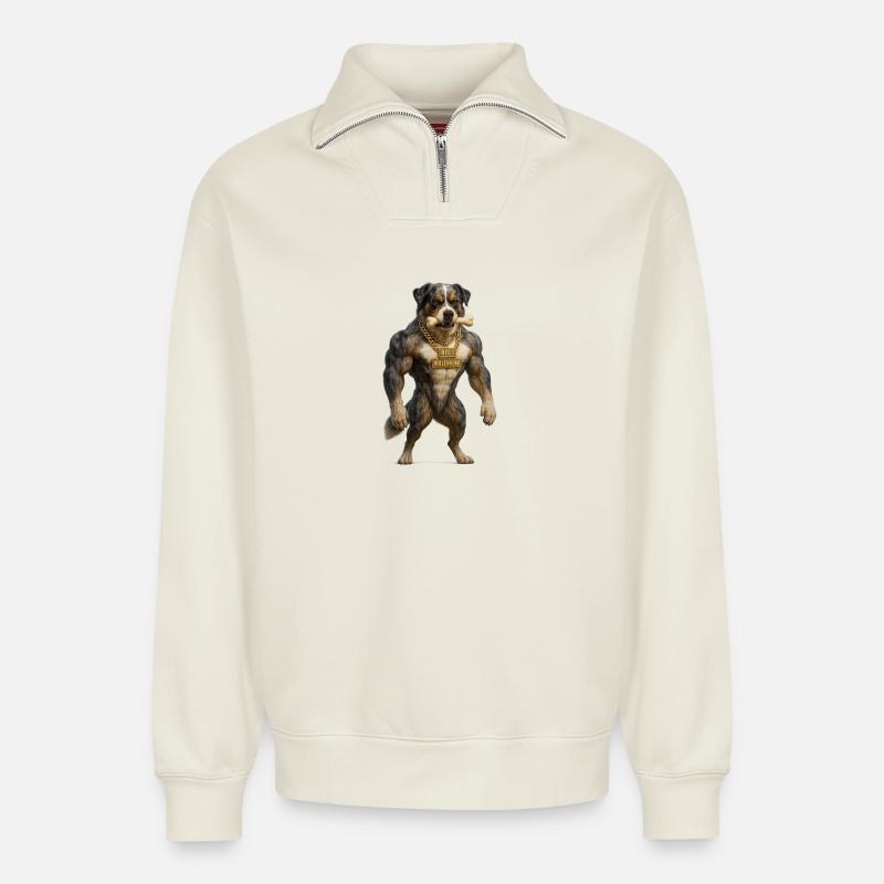 Boli - Der Höllenhund - Relaxed Unisex Organic Half Zip Sweatshirt – von SPREAD - Naturweiß