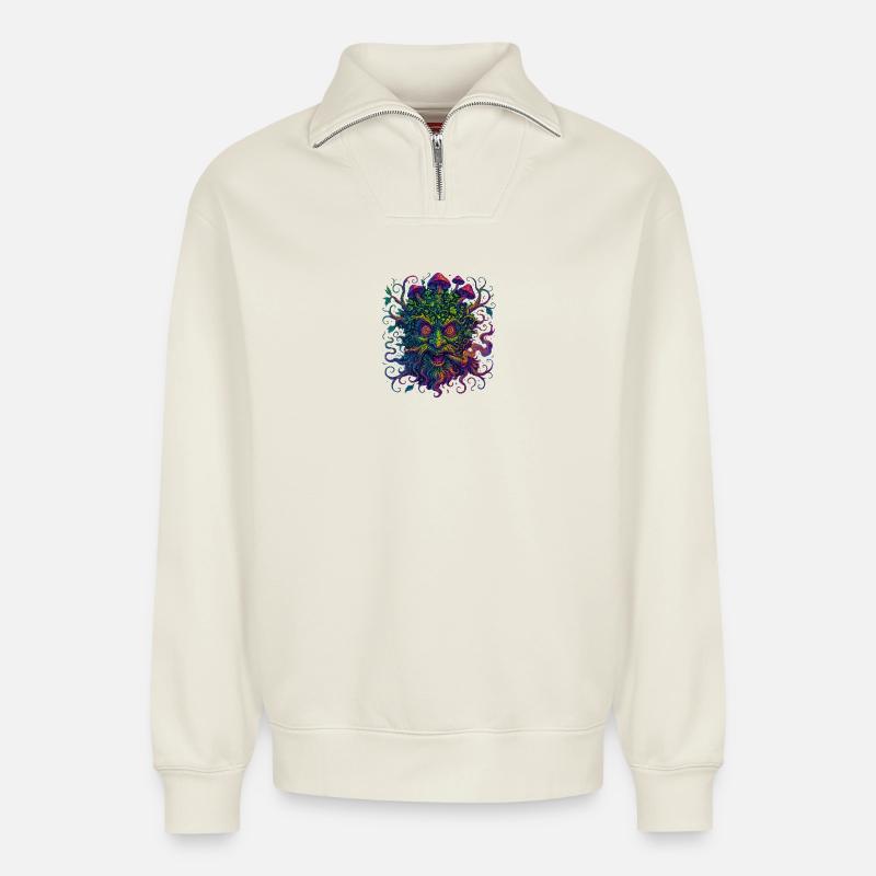 Waldgeist - Relaxed Unisex Organic Half Zip Sweatshirt – von SPREAD - Naturweiß