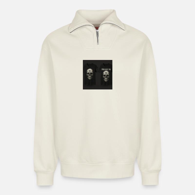 Commencement - Sweat unisexe décontracté en coton biologique à demi-zip – de SPREAD - blanc cassé