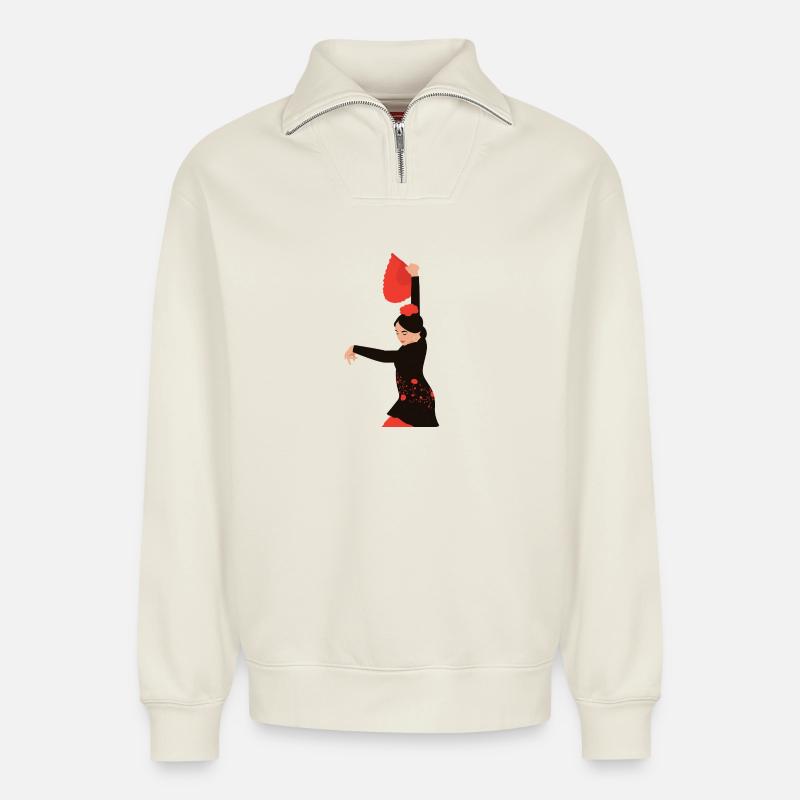 Flämisch - Relaxed Unisex Organic Half Zip Sweatshirt – von SPREAD - Naturweiß