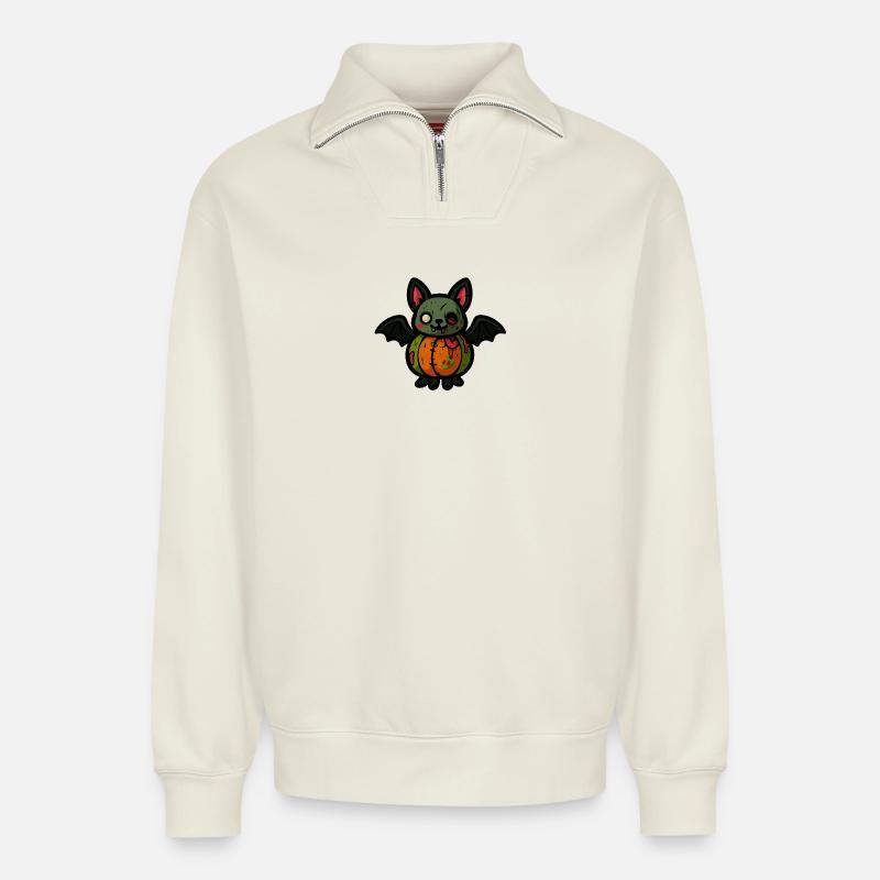 Batkinstein - Relaxed Unisex Organic Half Zip Sweatshirt – von SPREAD - Naturweiß