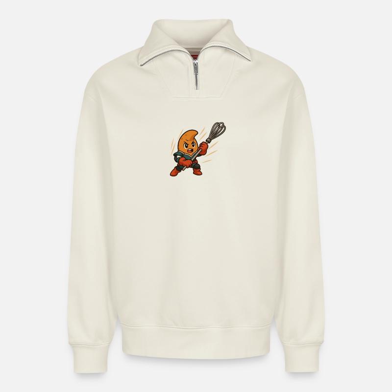 Anime Kipferl - Relaxed Unisex Organic Half Zip Sweatshirt – von SPREAD - Naturweiß