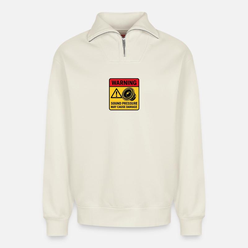 Audio Playback Warning - Relaxed Unisex Organic Half Zip Sweatshirt – by SPREAD - off white