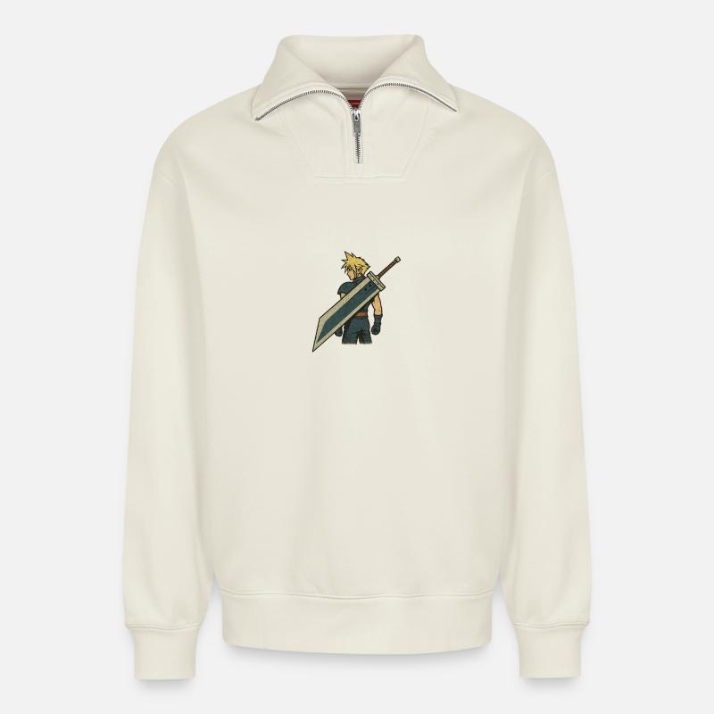FF7 - Relaxed Unisex Organic Half Zip Sweatshirt – von SPREAD - Naturweiß