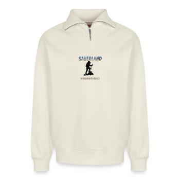 Sauerland Wanderparadies – Outdoor Motiv - Relaxed Unisex Organic Half Zip Sweatshirt – von SPREAD - Naturweiß - Vorne