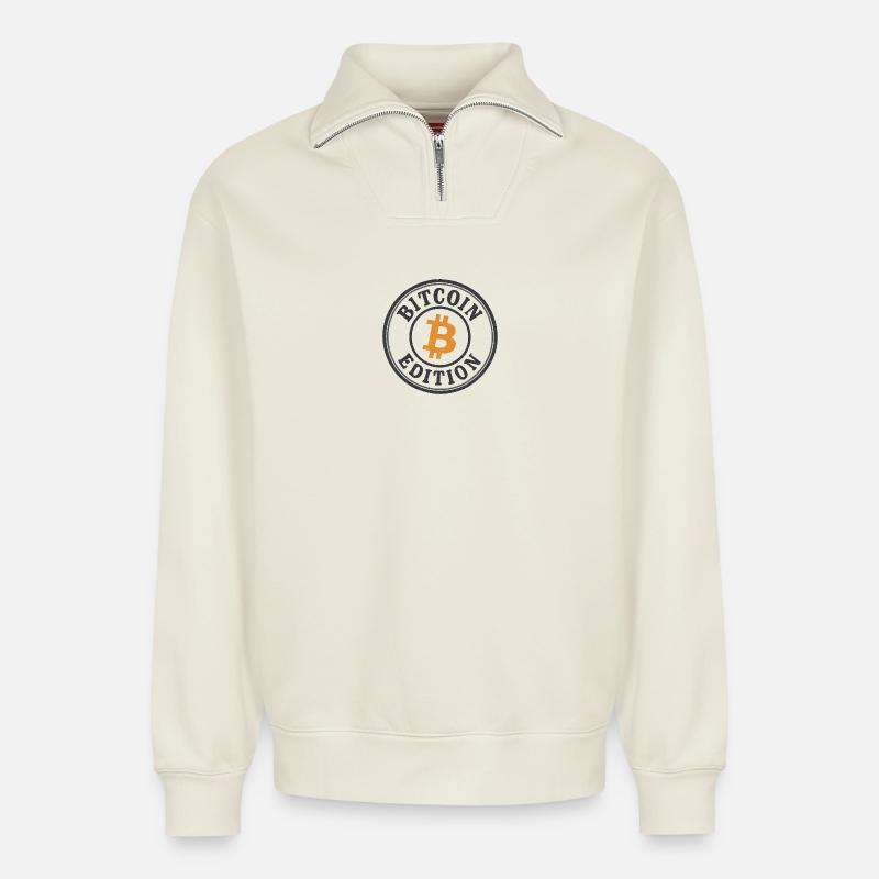 Bitcoin Edition - Relaxed Unisex Organic Half Zip Sweatshirt – von SPREAD - Naturweiß